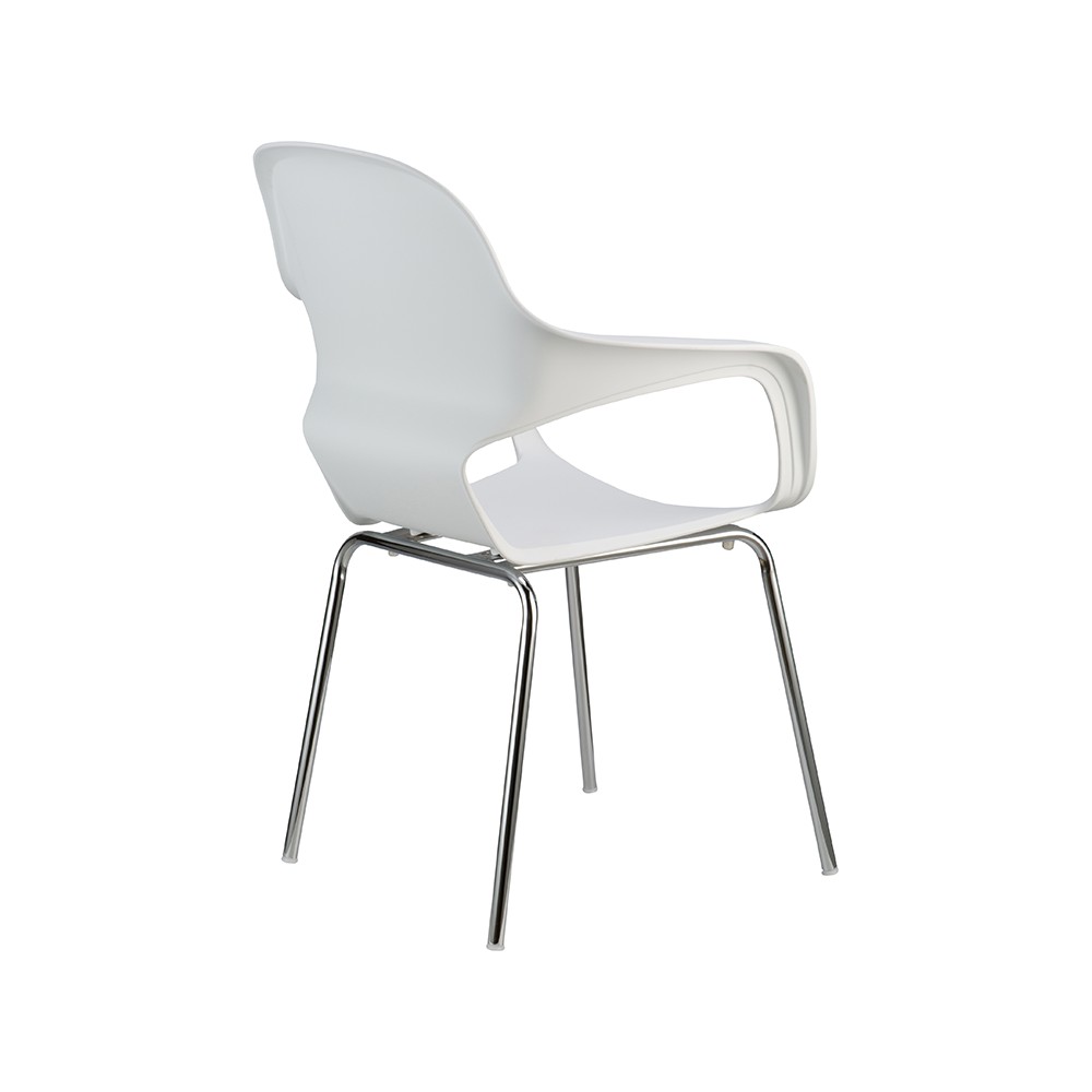 ZY-9000 All-Plastic Stackable Dining Chair with Chromed Legs